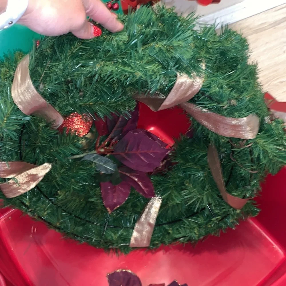 Handmade Christmas wreath with container